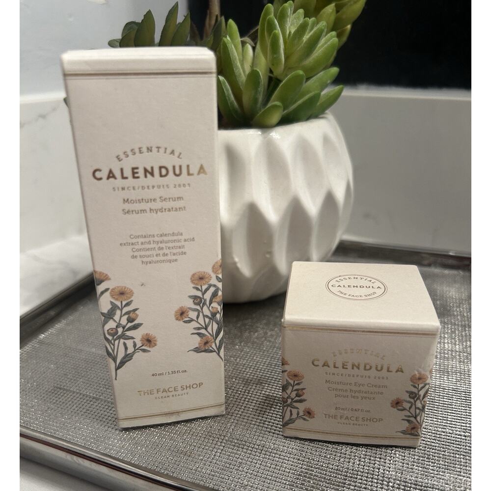 NEW The Face Shop Calendula Moisture Serum And Eye Cream Set - Picture 2 of 7
